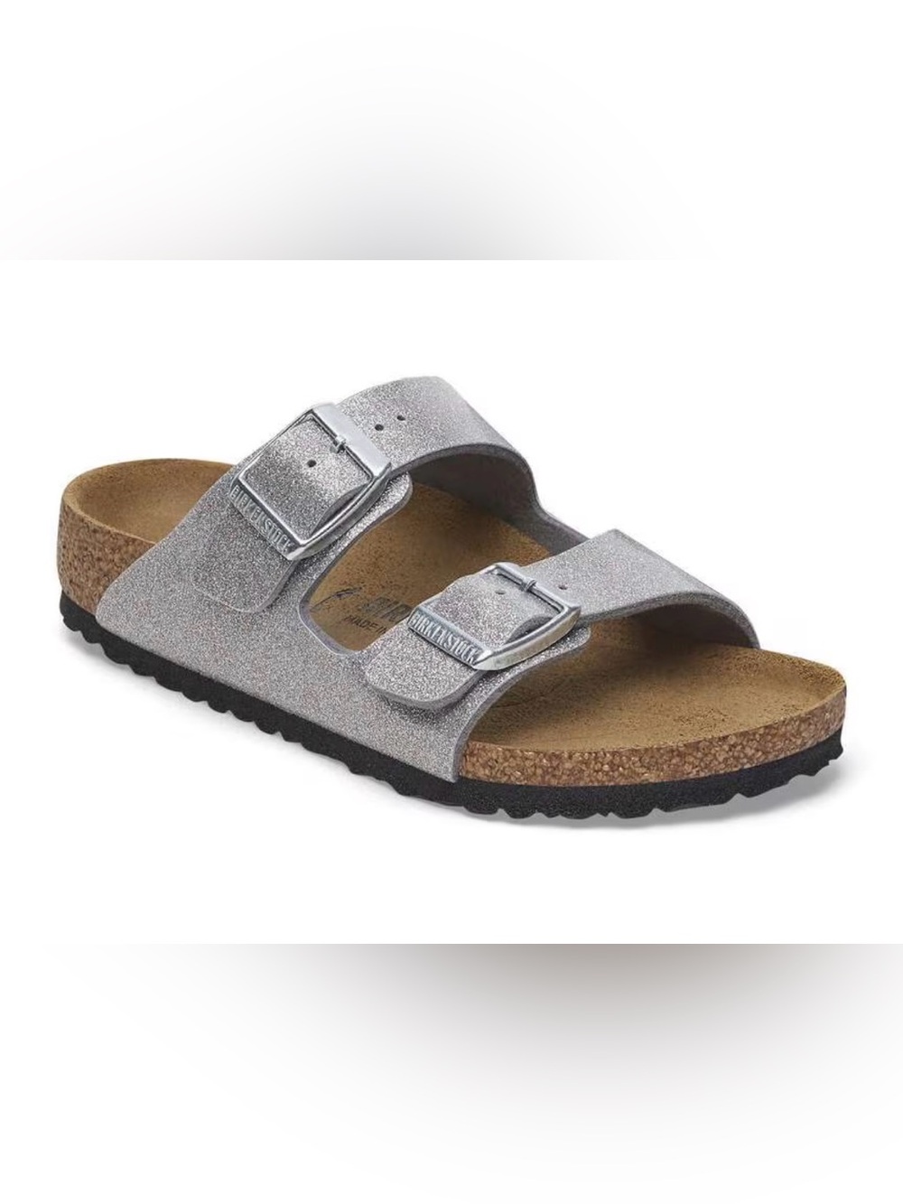 Birkenstock Girls Sparkle Silver Arizona Sandal, 32